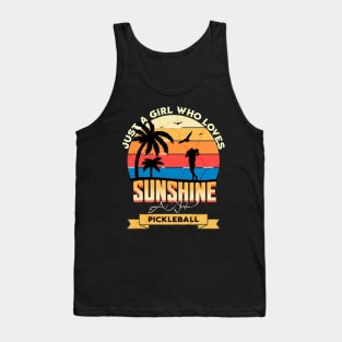 Just A Girl Who Loves Sunshine And Pickleball Retro Vintage Gift Tank Top